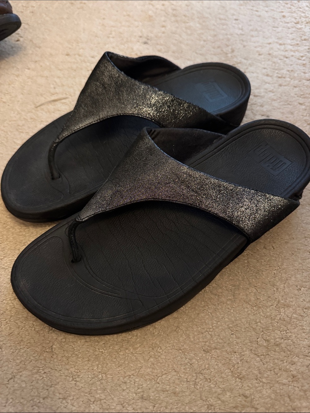 Black Metallic Sandal Flip Flops